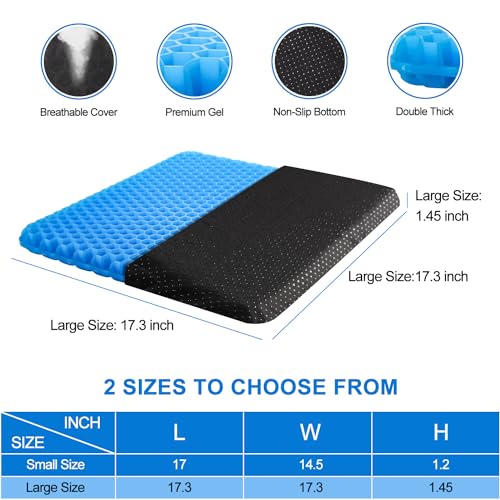 Thick Extra Large Gel Seat Cushion with Non-Slip Cover D451