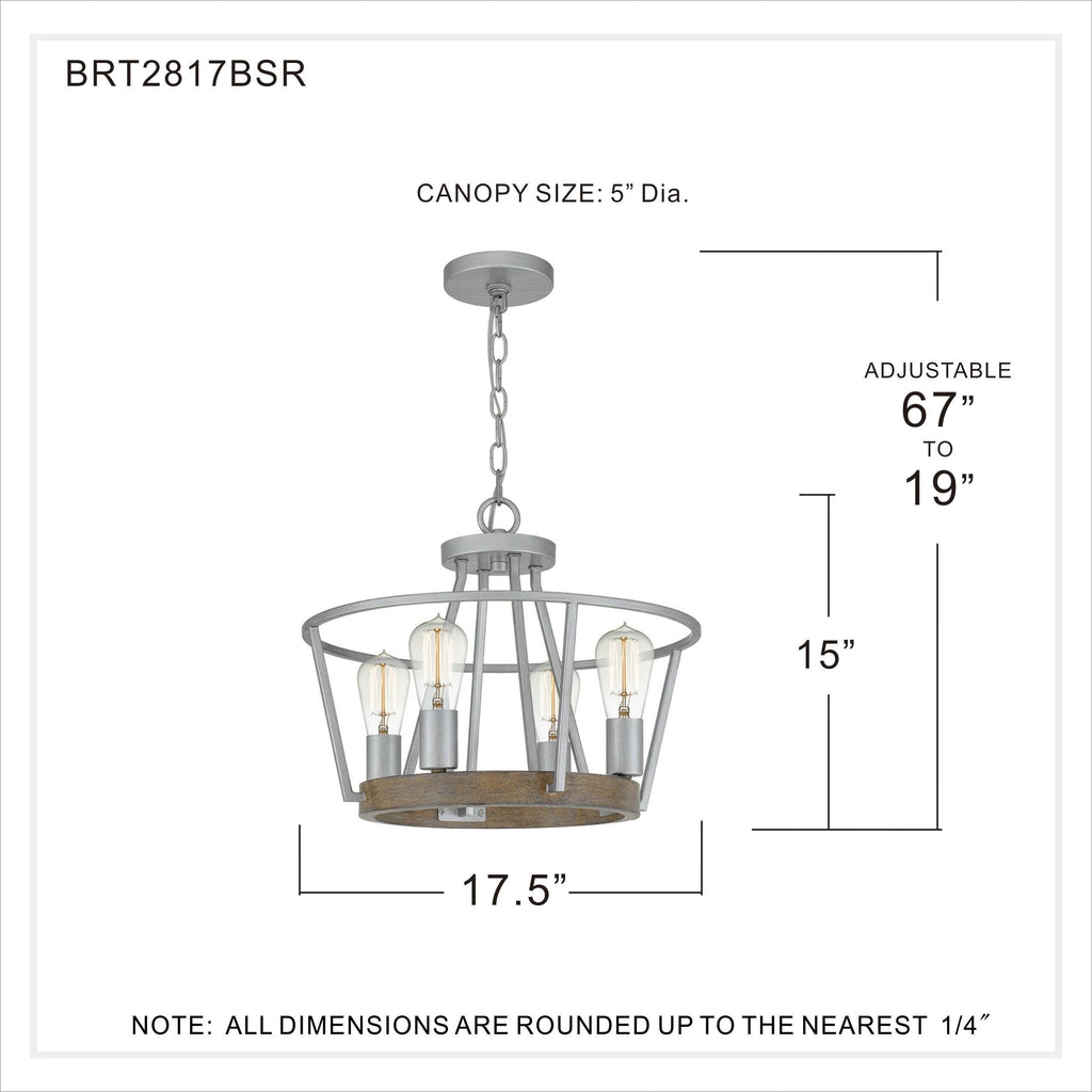Four Light Pendant Grey Ash H582