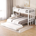 White Solid Wood Twin Over Twin Extendable Bunk Beds with Trundle L587