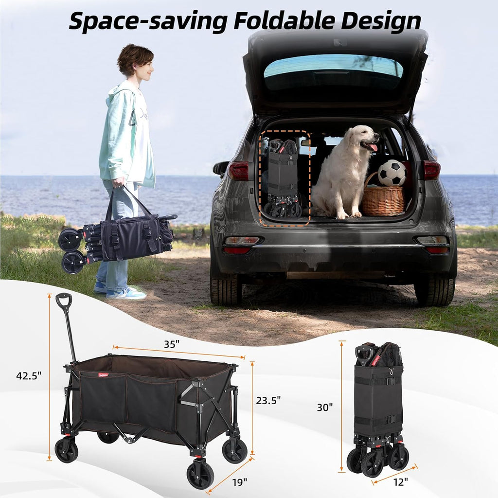 Black Collapsible Folding Utility Wagon Cart L33965