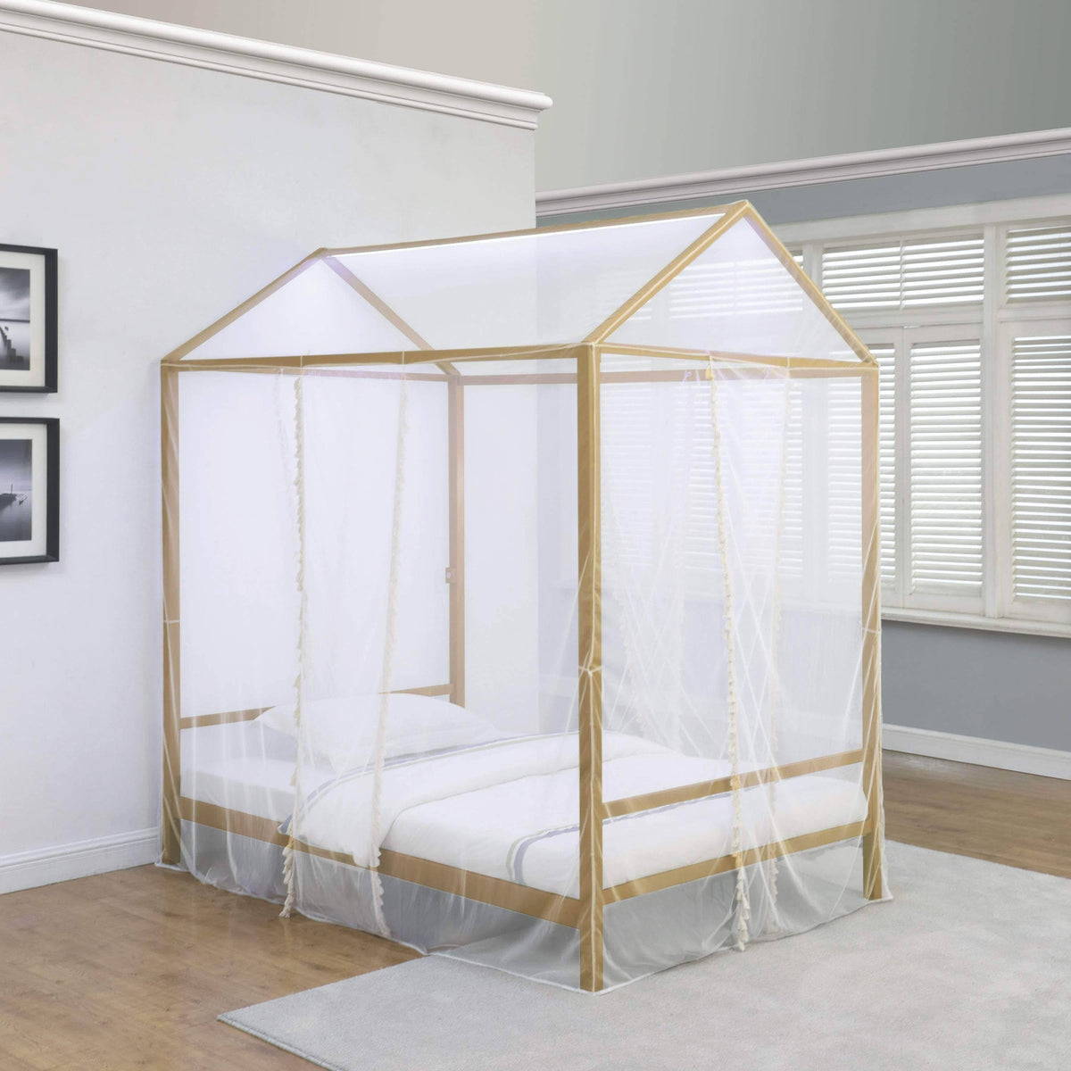 Twin Canopy Bed in Gold I591