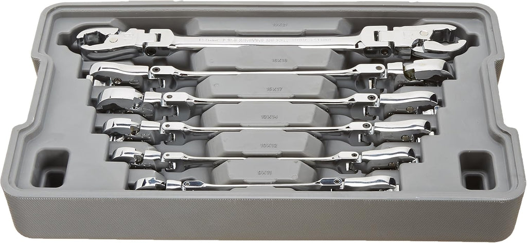 5 Pc. Ratcheting Flex Head Flare Nut Wrench Set, SAE T918753