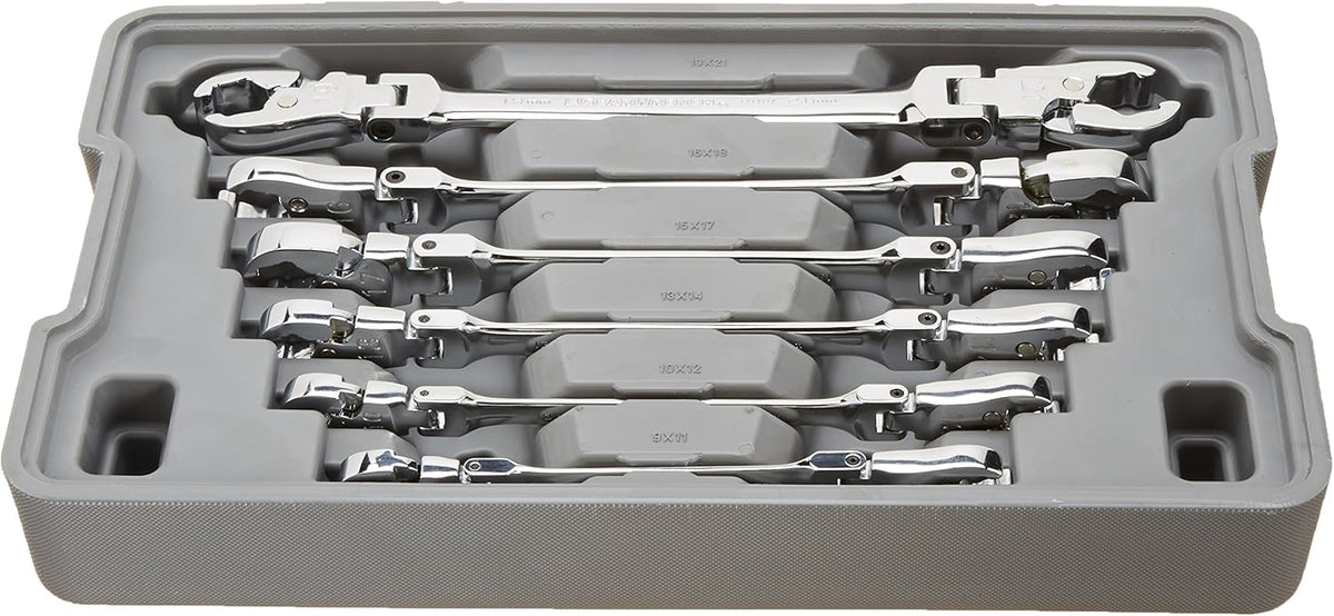 5 Pc. Ratcheting Flex Head Flare Nut Wrench Set, SAE T918753