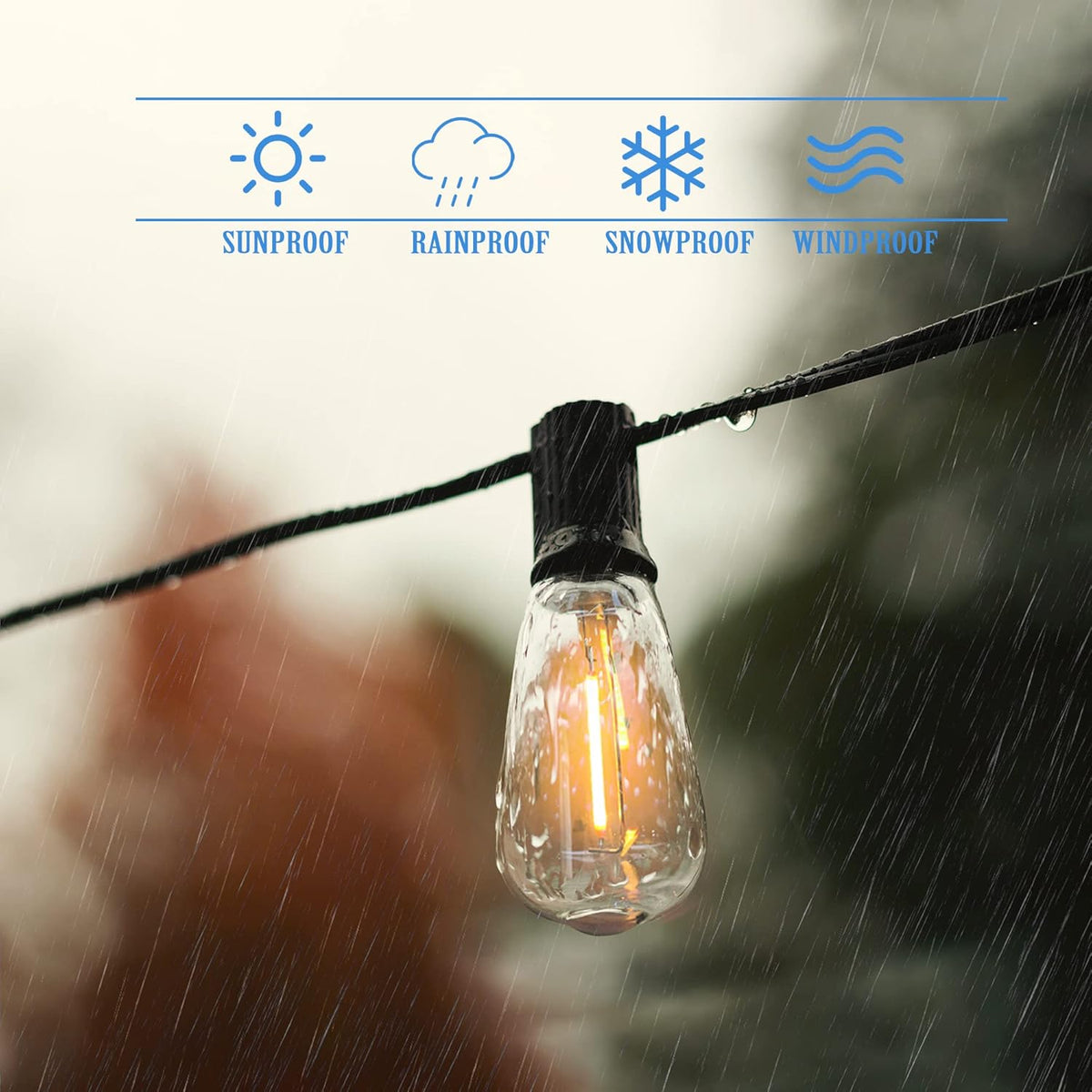 100Ft Weatherproof Dimmable LED String Lights D72526