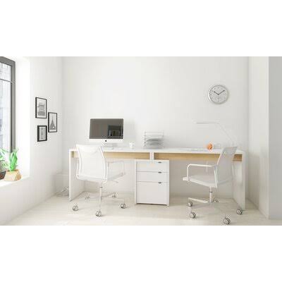 White Desk and Filing Cabinet Set N727