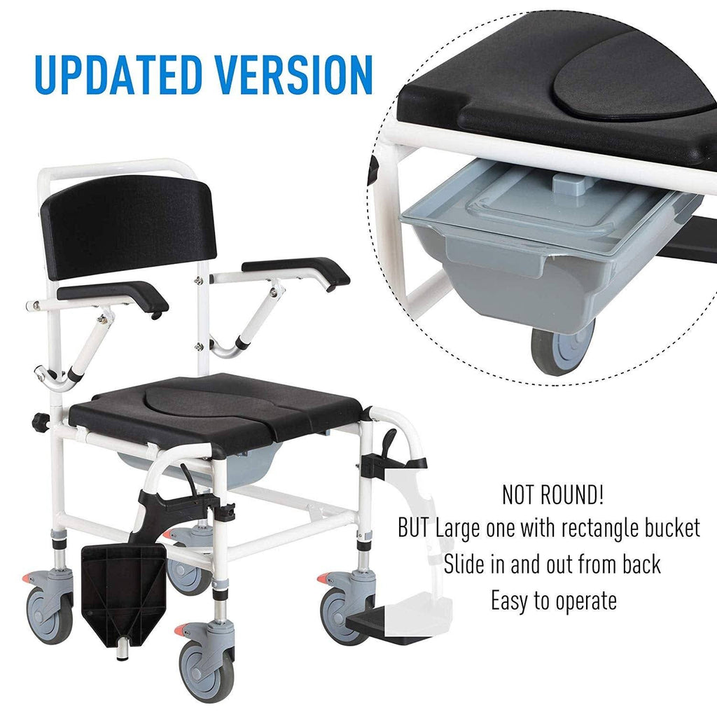 Black Commode Wheelchair with 4 Castor Wheels S306