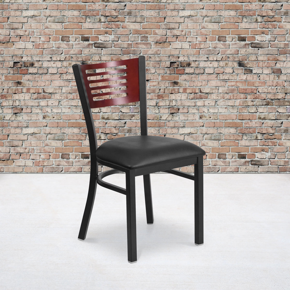 Black Slat Back Metal Restaurant Chair W932