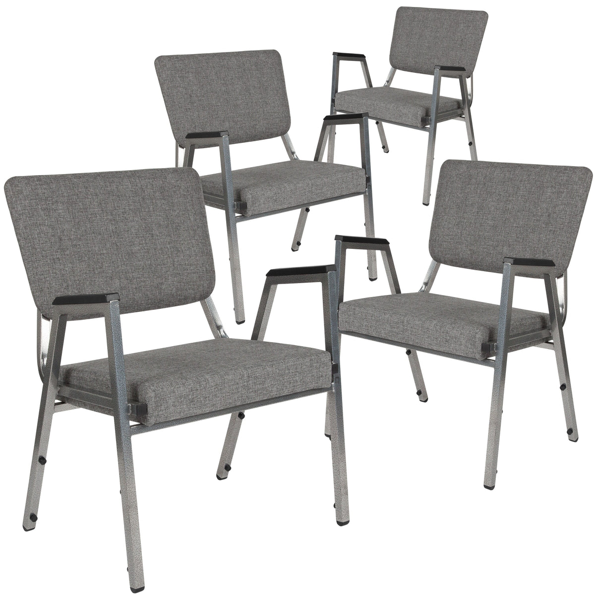4 Pack Grey Fabric Medical Reception Arm Chair S159