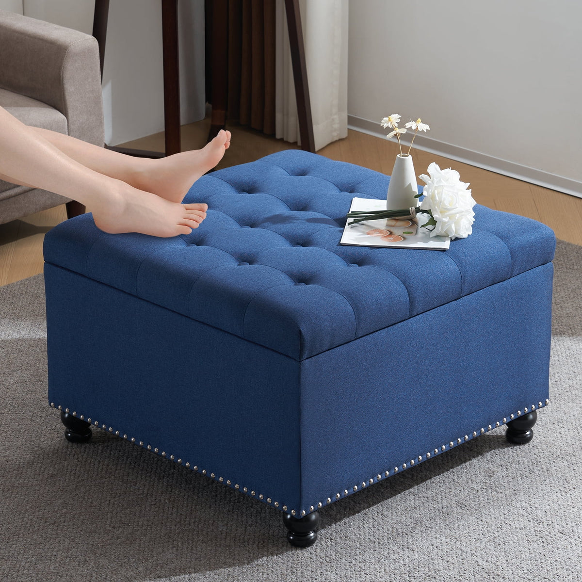 Large Upholstered Storage Ottoman Q718715