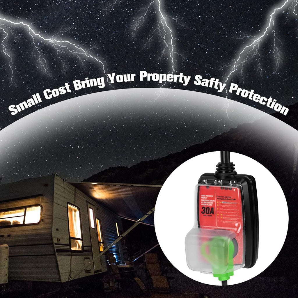 RV Surge Protector 30 Amp Circuit Analyzer with Waterproof Cover, Pack of 2 E3609