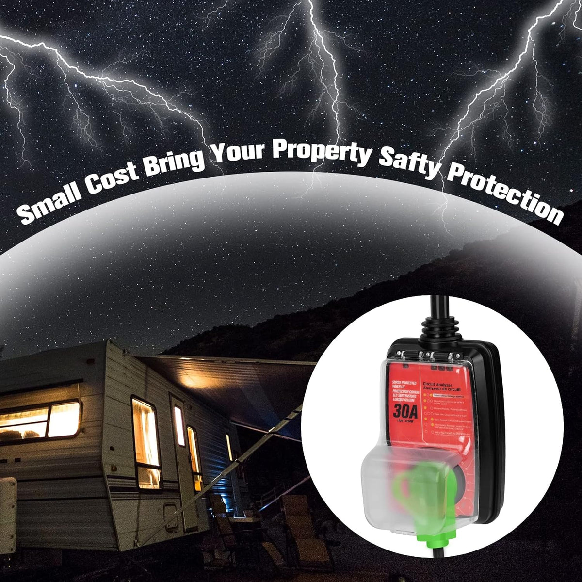 RV Surge Protector 30 Amp Circuit Analyzer with Waterproof Cover, Pack of 2 E3609