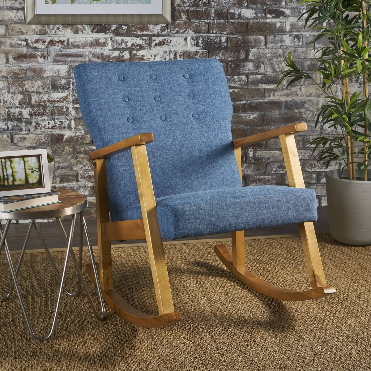 Muted Blue Fabric Rocking Chair W148