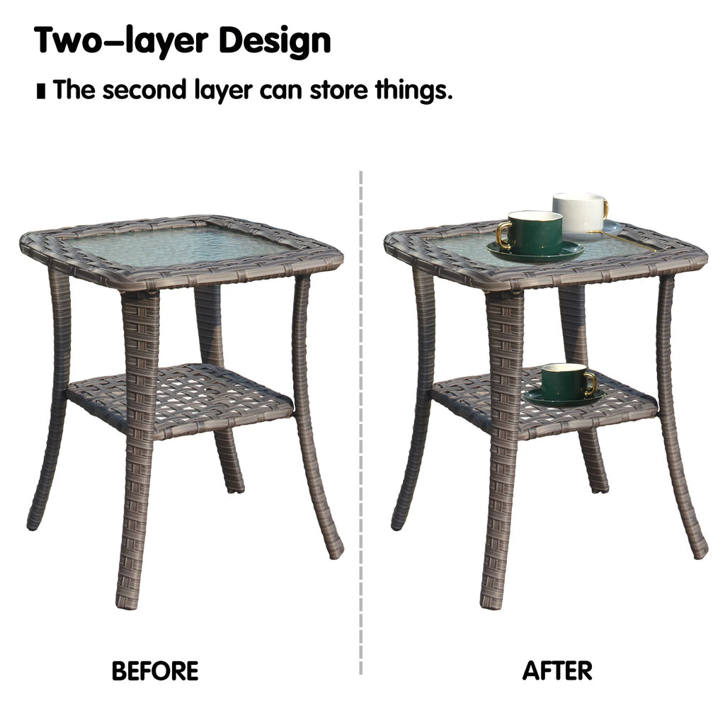 Outdoor Wicker Coffee Table with Glass Top N8988
