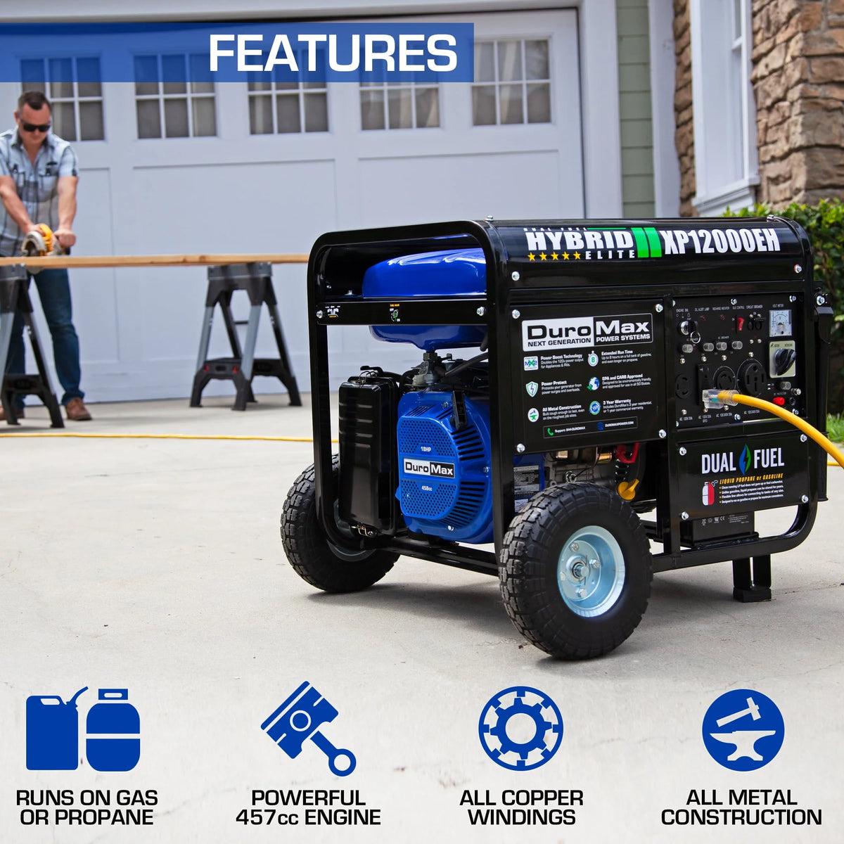 12,000 Watt Dual Fuel Portable Generator A947