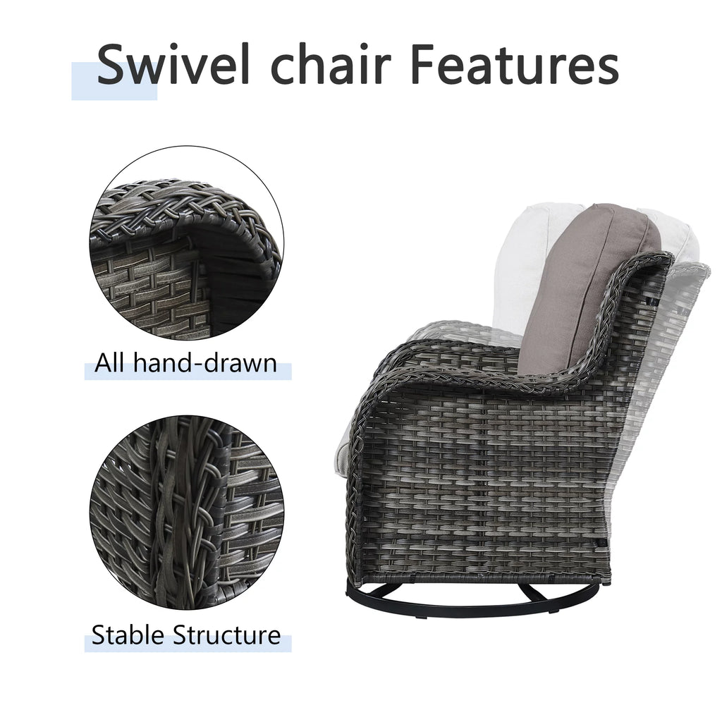 3-Piece Outdoor Swivel Gliders with Side Table P30566
