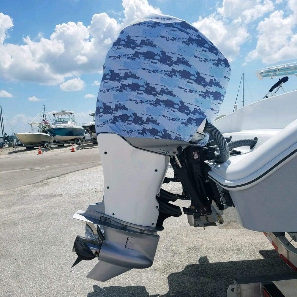 Blue Digital Camo Outboard Motor Cover N808835