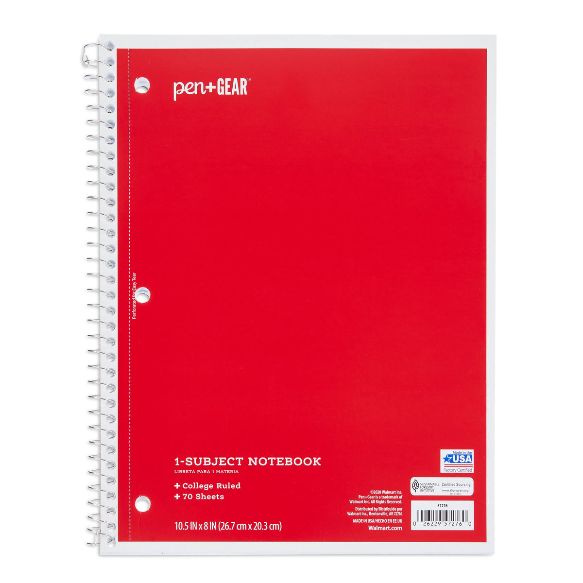1-Subject College Ruled Notebook, Blue, 70 Sheets N6653