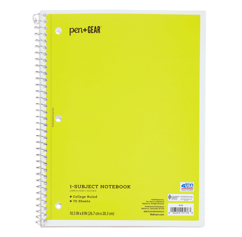 1-Subject College Ruled Notebook, Blue, 70 Sheets N6653