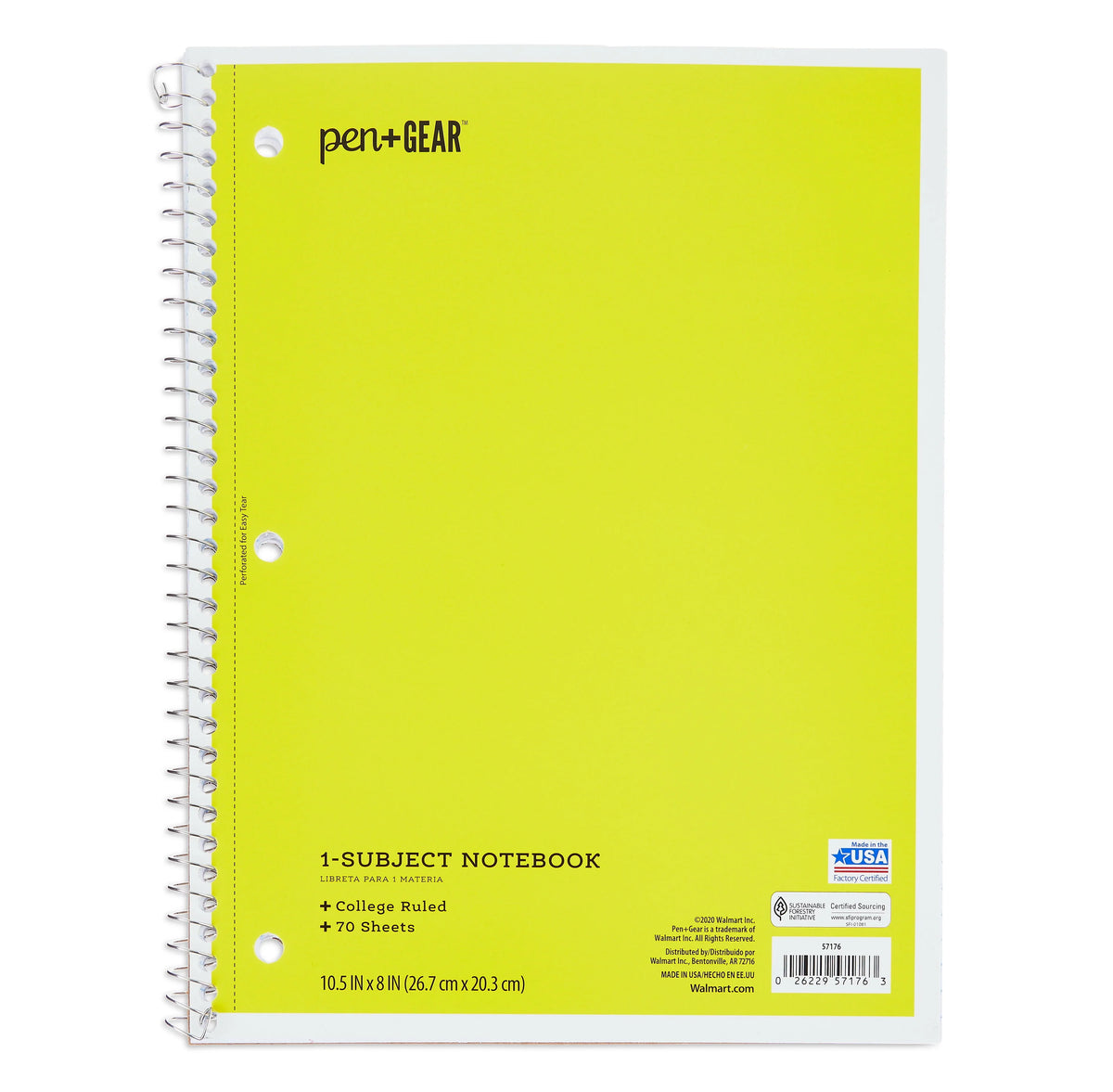 1-Subject College Ruled Notebook, Blue, 70 Sheets N6653
