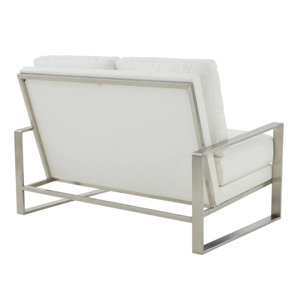 White Leather Loveseat J373