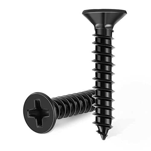 100 PCS #4 X 3/8 inch Stainless Steel Black Coated Flat Head Phillips Wood Screws I41963