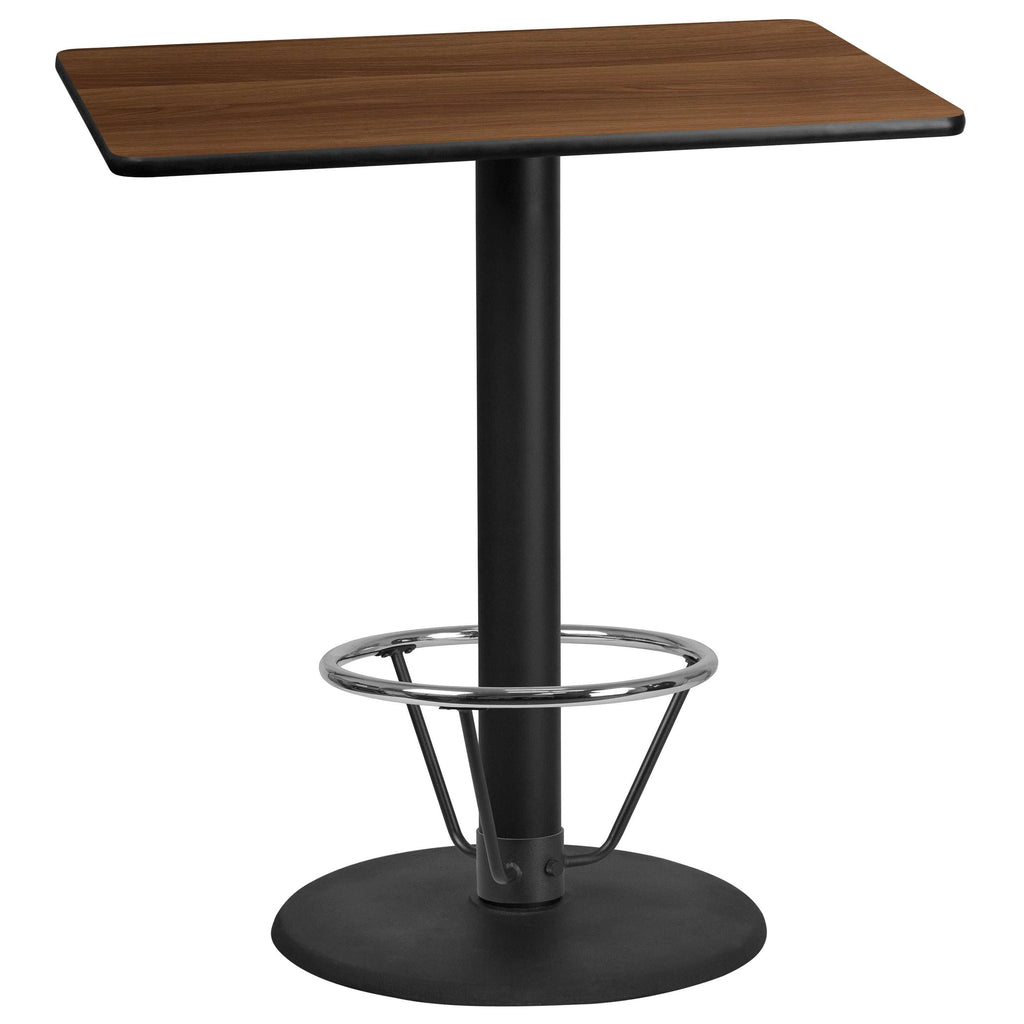 Walnut Laminate Top Bar Height Table with Round Base A642