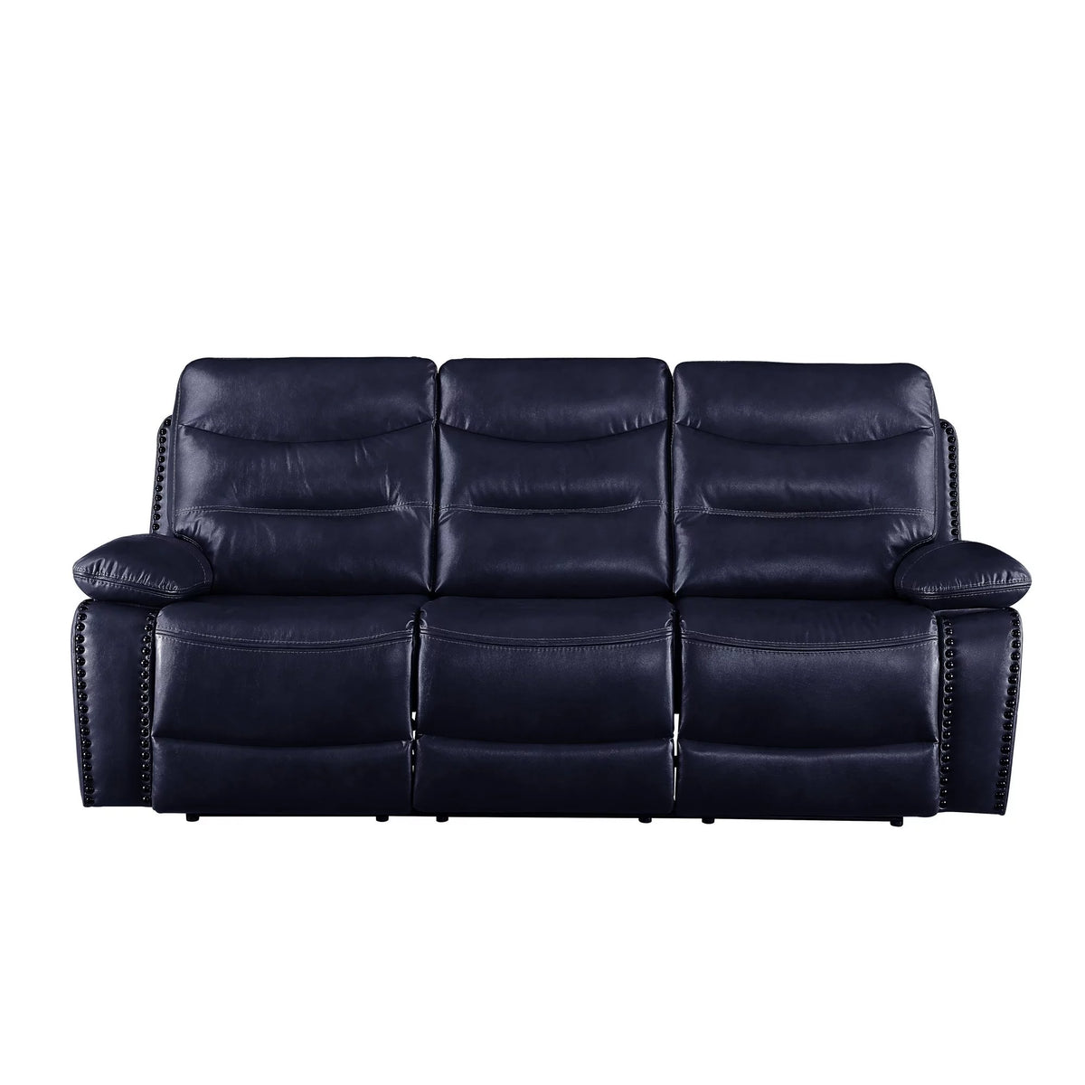 Navy Blue Leatherette Tufted Motion Sofa B299