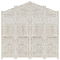 White 4-Panel Solid Mango Wood Room Divider H191