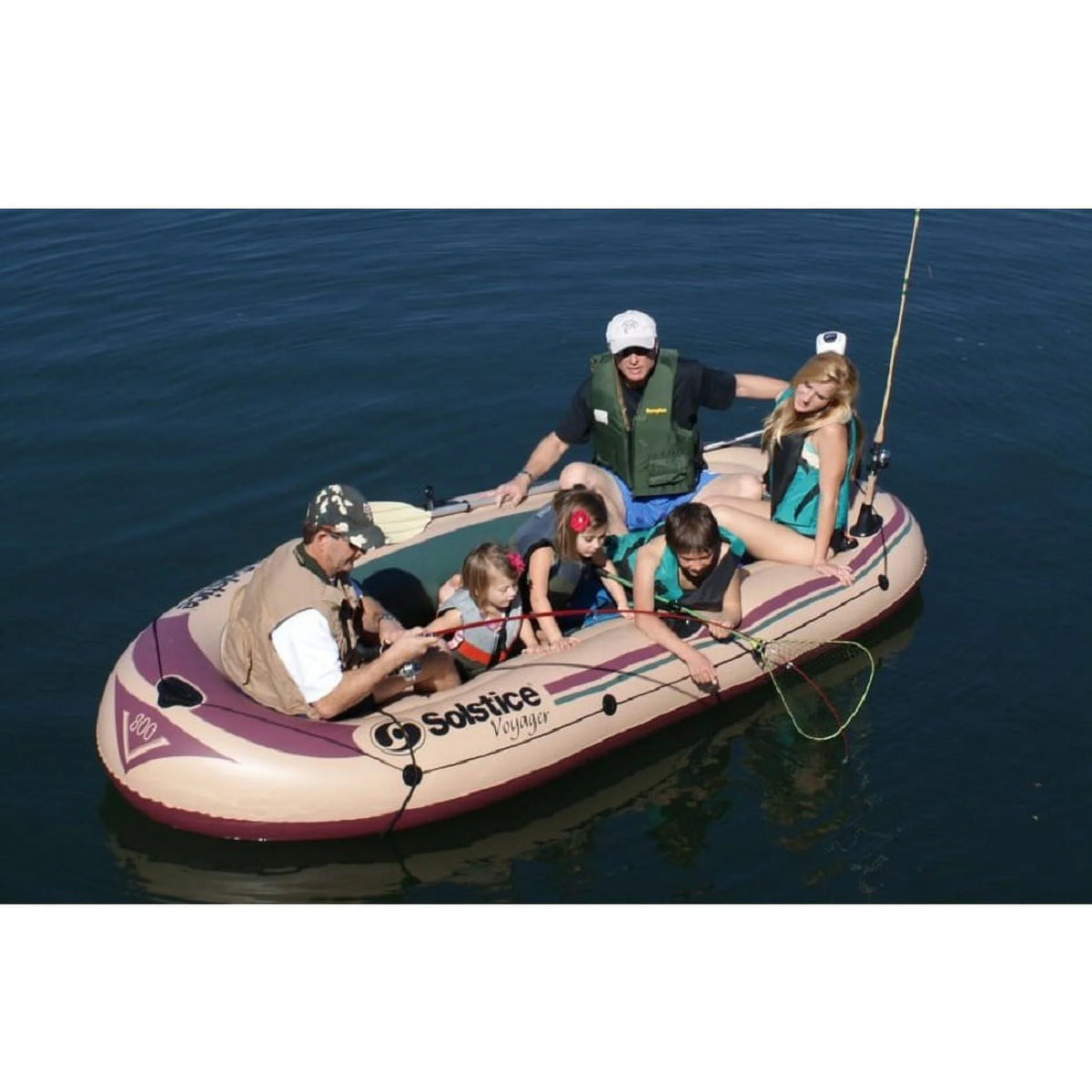 Beige and Brown 6 Person Inflatable Boat P997