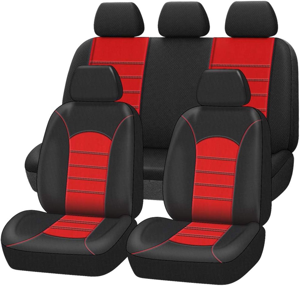 Air Mesh Car Seat Covers Full Set Breathable Airbag Compatible Water Blue O955728