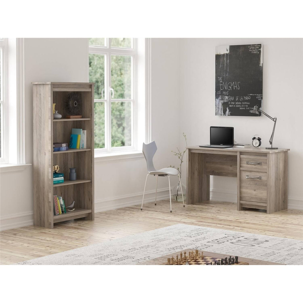 Ivory Oak 4 Shelf Bookcase X280