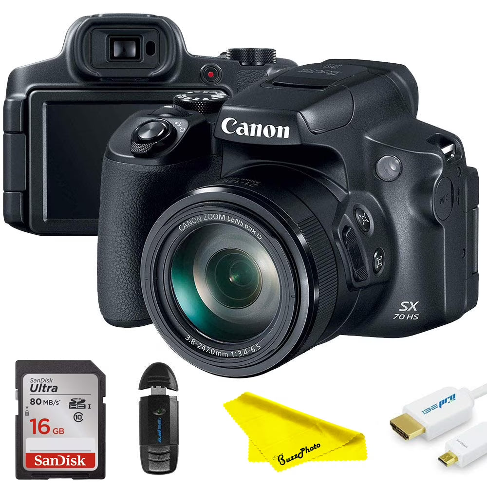 Canon Powershot SX70 20.3MP Digital Camera 65x Optical Zoom 4K Video 3-inch LCD Tilt Screen T205