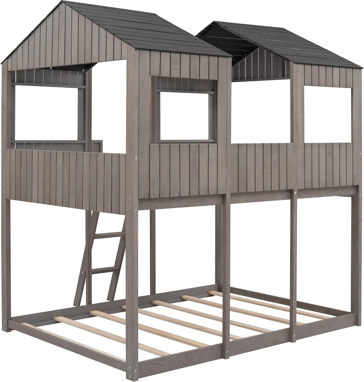 Antique Gray Full Over Full Wooden Bunk Bed U87953