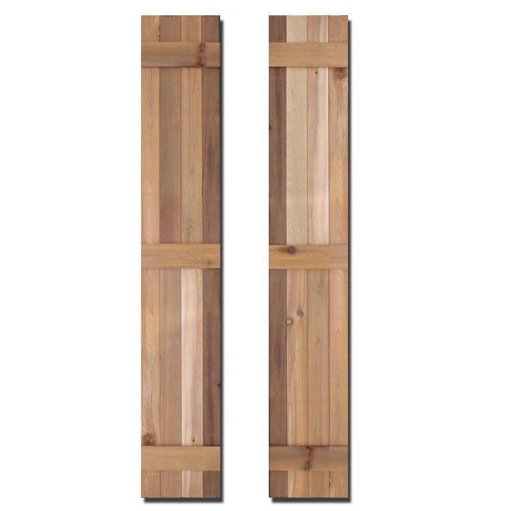 Natural Cedar Board-n-Batten Shutters Pair E857