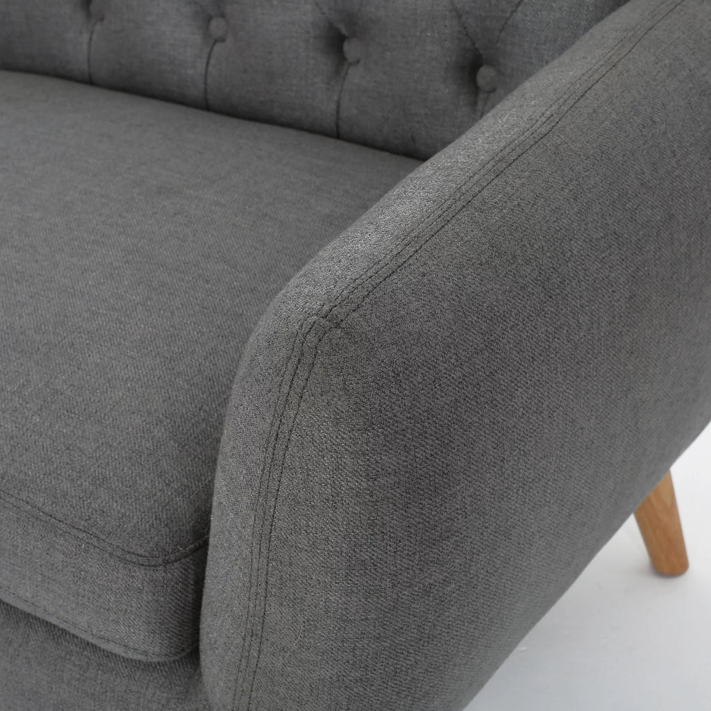 Dark Grey Tufted Fabric Sofa T5382