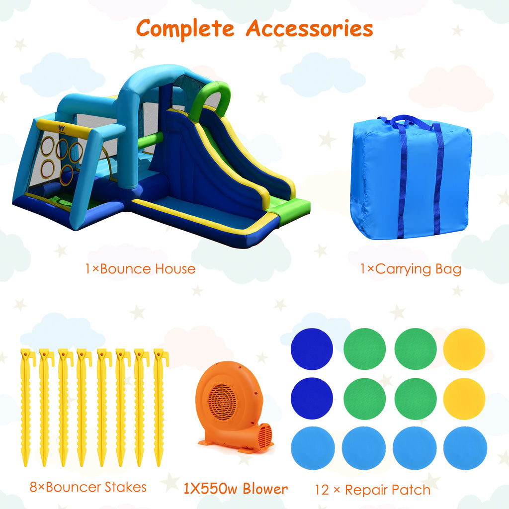 Inflatable Bouncer Climbing Bounce House Kids Slide Park Ball Pit with 550W Blower O48101