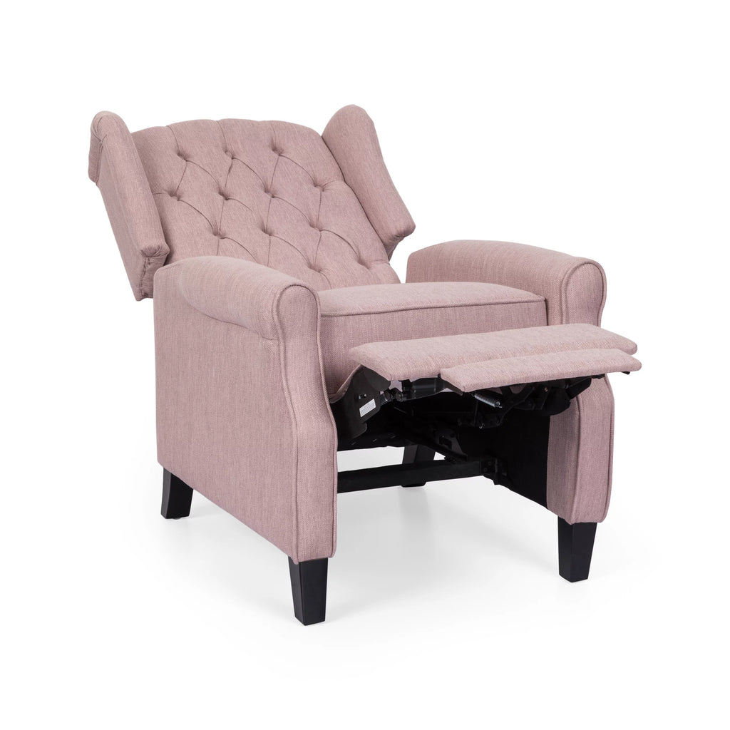 Light Blush Tufted Fabric Push Back Recliner A623741