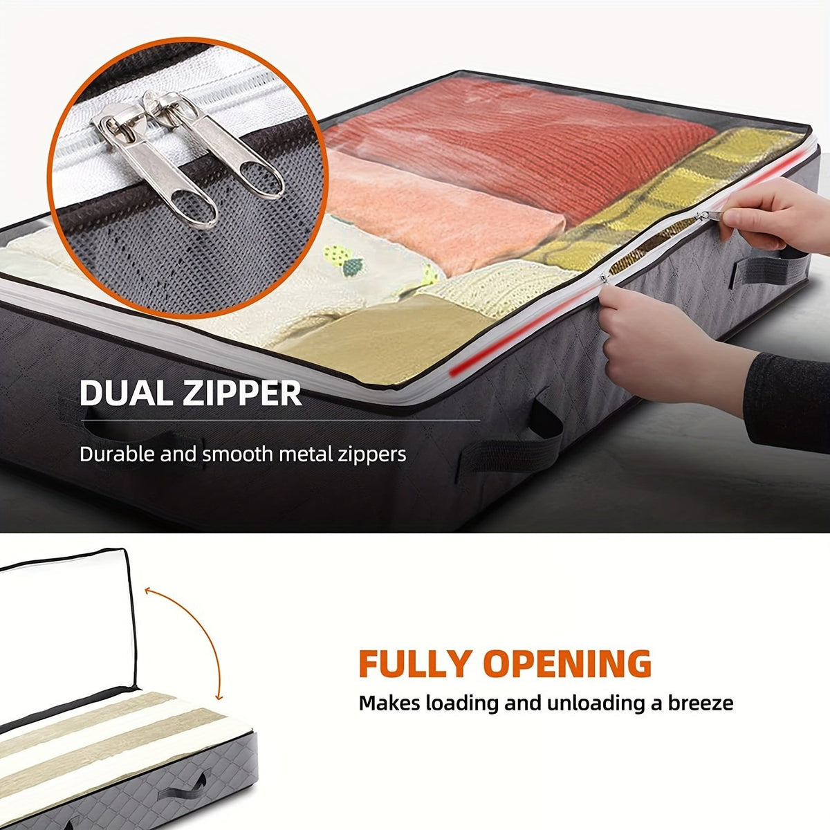 2pcs Heavy-Duty Metal Underbed Storage Bags E819863