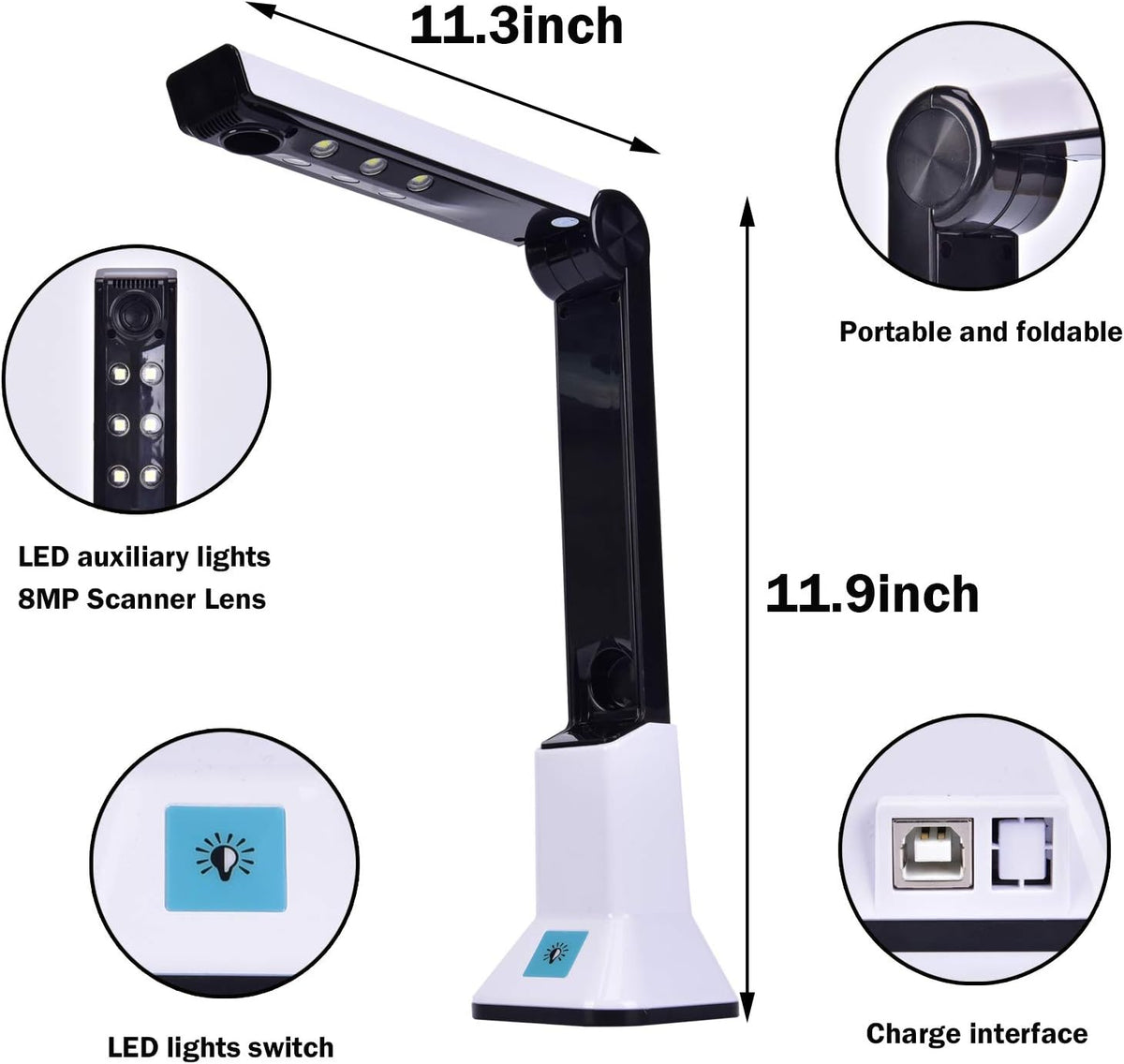 Portable USB Document Camera Scanner 8MP HD A4 G106801