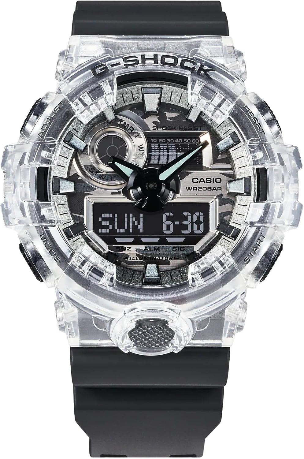 White/Black Digital Analog Camouflage Resin Band Watch V999