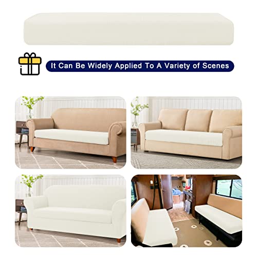 Ivory Stretch Couch Cover Set 1 Piece Sofa Slipcover with Cushion Cover for 2 Cushion Loveseat C4775