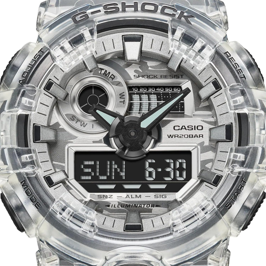 White/Black Digital Analog Camouflage Resin Band Watch V999