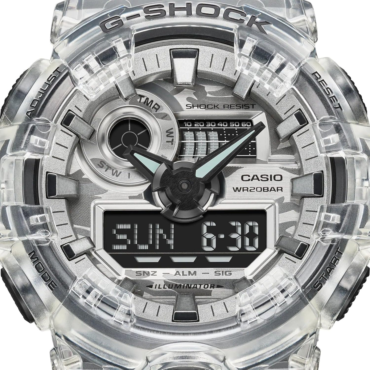 White/Black Digital Analog Camouflage Resin Band Watch V999