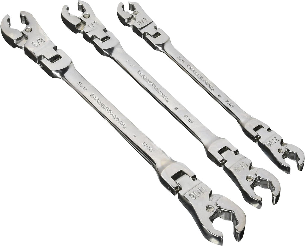 5 Pc. Ratcheting Flex Head Flare Nut Wrench Set, SAE T918753