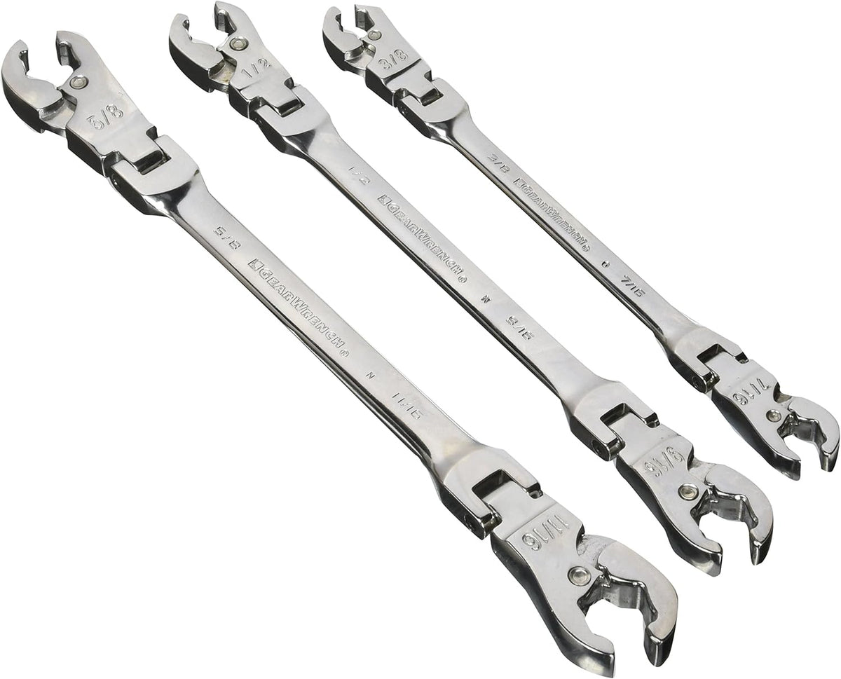 5 Pc. Ratcheting Flex Head Flare Nut Wrench Set, SAE T918753