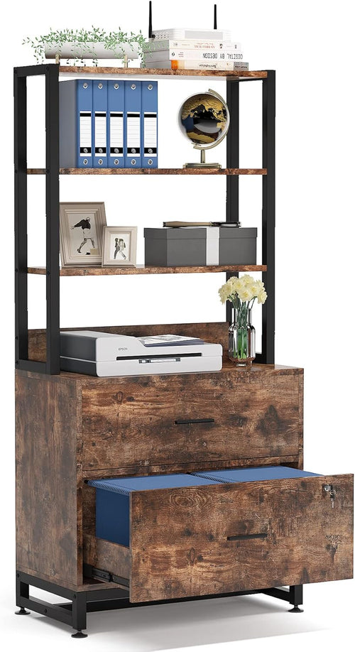 2 Drawer Black File Cabinet with Lock T37789