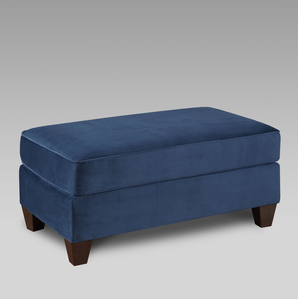 Navy Blue Fabric Pillowback Armchair with Ottoman Set Z5723