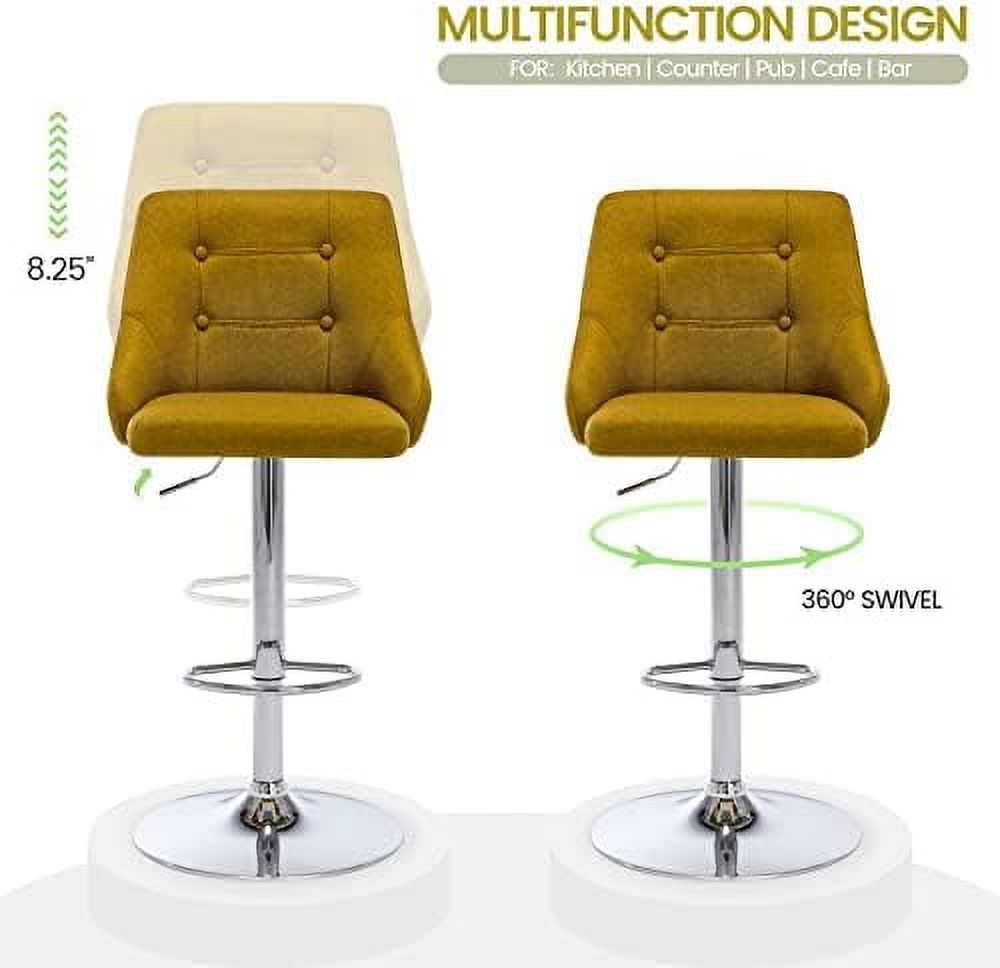Yellow Adjustable Fabric Swivel Barstool with Back O2597