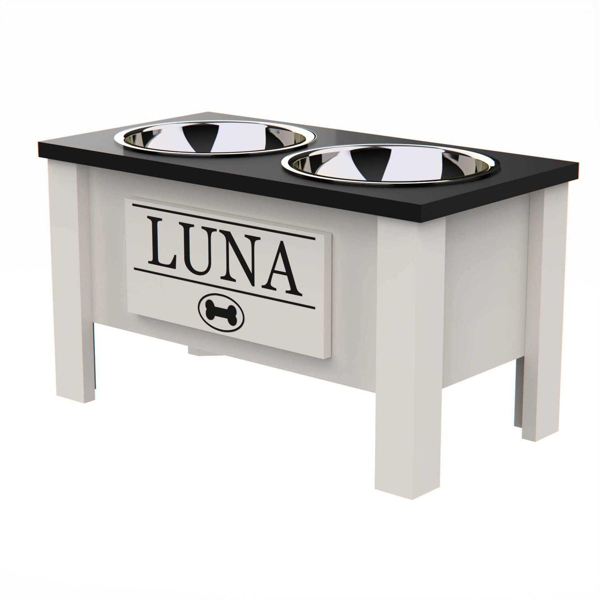 Personalized Elevated Dog Bowl Stand with Internal Storage C8796