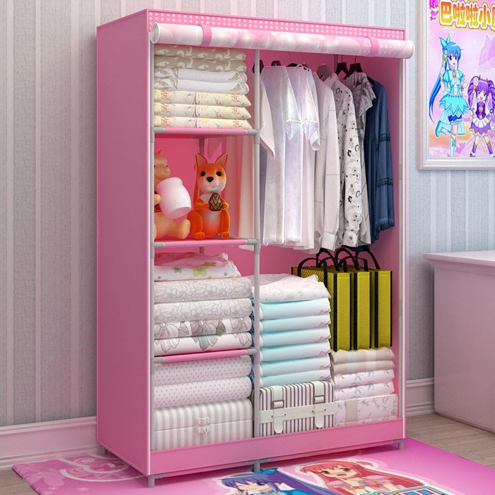 Fully-Enclosed Children Cartoon Dustproof Wardrobe Portable Reinforced Double Armoire L780776